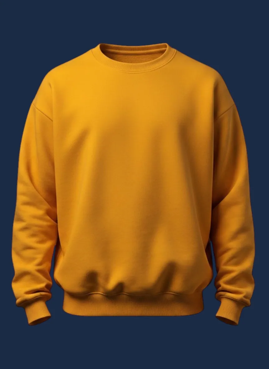 Chocolate brown classic crewneck sweatshirt manufactured by Apex Corporation in Karachi Pakistan, modeled front view