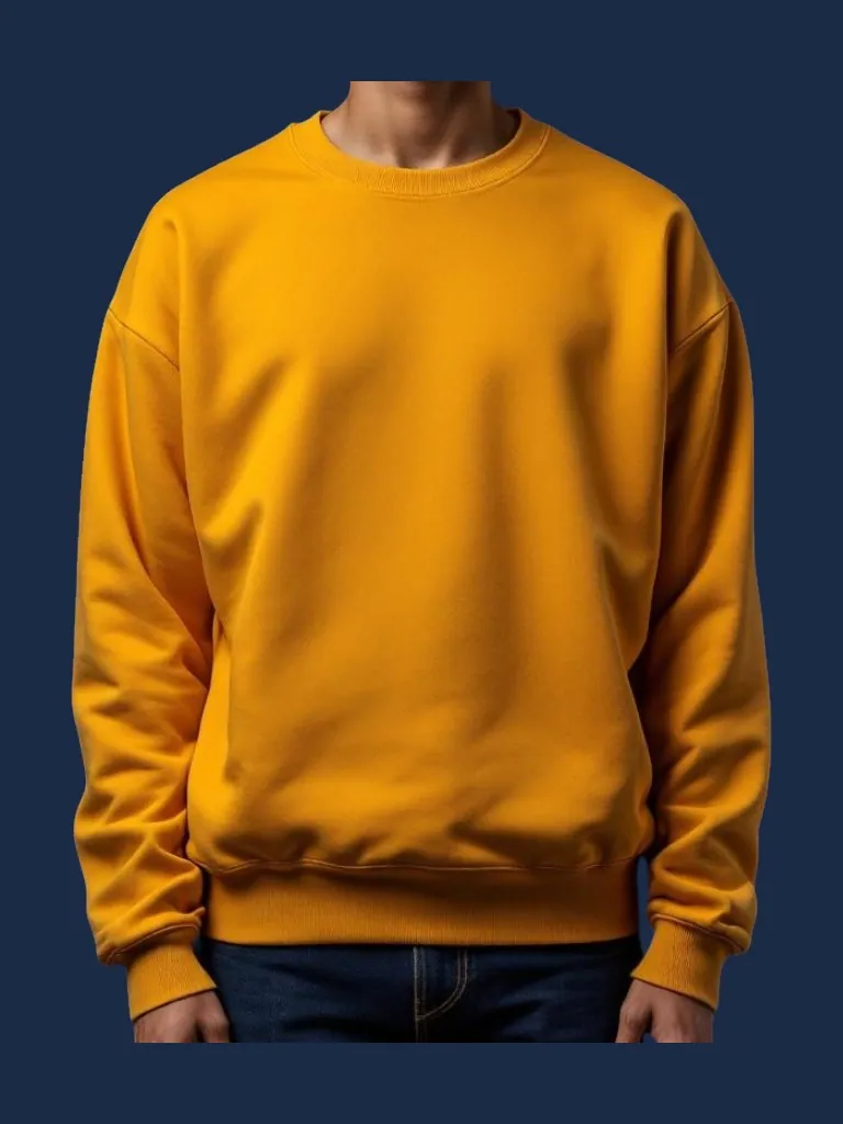 Sweatshirt manufacturer Karachi Pakistan showing chocolate brown classic crewneck sweatshirt with ribbed neckline and ribbed cuffs, front view