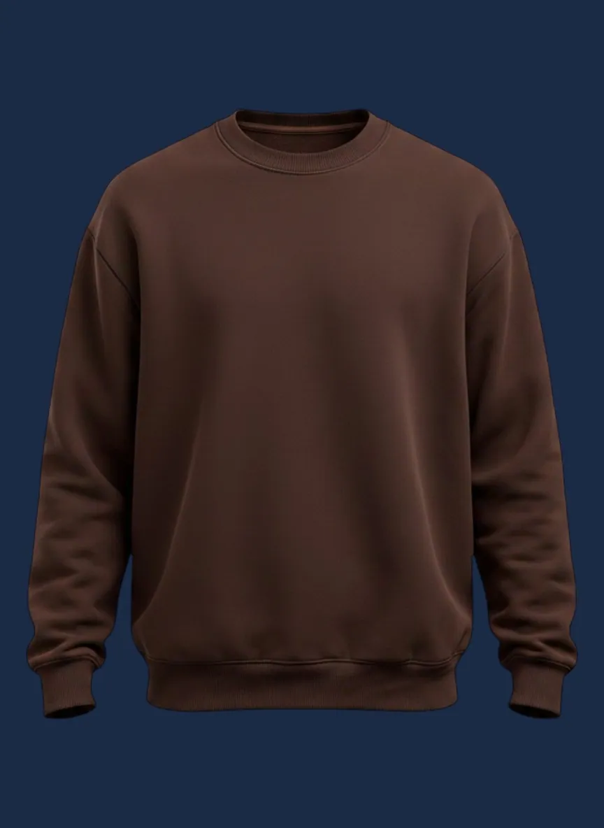 Oversized crewneck sweatshirt with dropped shoulders manufactured by Apex Corporation in Karachi Pakistan, modeled front view