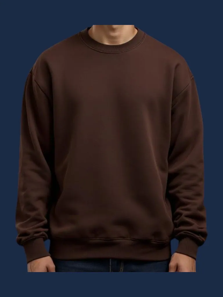 Sweatshirt manufacturer Karachi Pakistan showing oversized crewneck sweatshirt with dropped shoulders and relaxed fit, front view