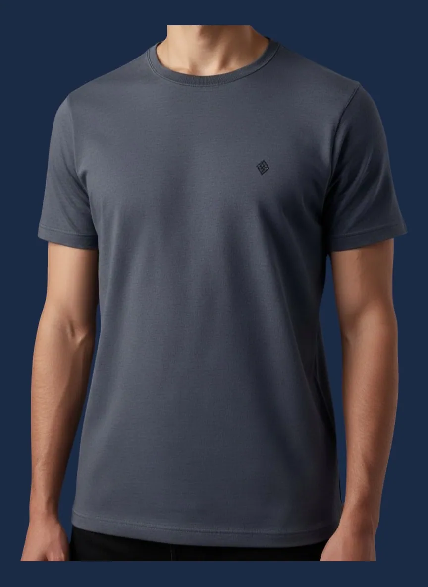 Soft charcoal grey crew neck T-shirt manufactured by Apex Corporation t-shirt factory in Karachi Pakistan, regular fit retail blank